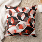 無色の部分を持つ多数の六角形で、赤澄ん色 クッション (ブランケット)