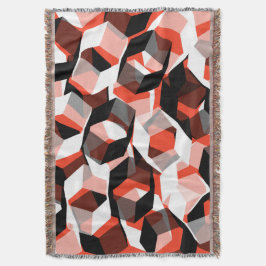 無色の部分を持つ多数の六角形で、赤澄ん色 スローブランケット