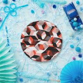 無色の部分を持つ多数の六角形で、赤澄ん色 ペーパープレート (パーティー)