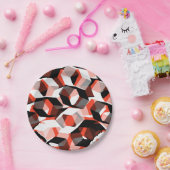 無色の部分を持つ多数の六角形で、赤澄ん色 ペーパープレート (パーティー)