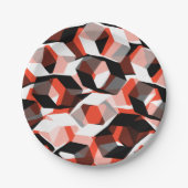 無色の部分を持つ多数の六角形で、赤澄ん色 ペーパープレート (正面)