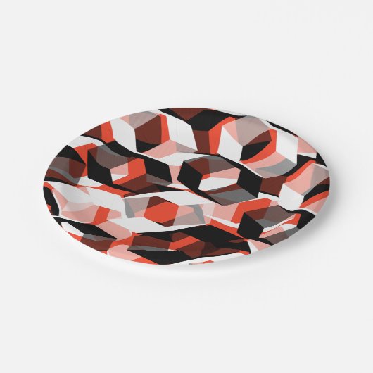 無色の部分を持つ多数の六角形で、赤澄ん色 ペーパープレート (アングル)