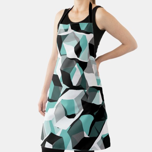 無色の部分を持つ多数の六角形、光ティール（緑がかった色） エプロン (インサイチュ)