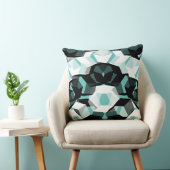 無色の部分を持つ多数の六角形、光ティール（緑がかった色） クッション (椅子)