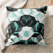 無色の部分を持つ多数の六角形、光ティール（緑がかった色） クッション (ブランケット)