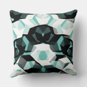 無色の部分を持つ多数の六角形、光ティール（緑がかった色） クッション (裏面)