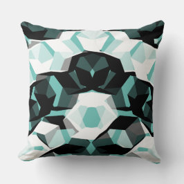無色の部分を持つ多数の六角形、光ティール（緑がかった色） クッション
