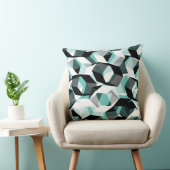 無色の部分を持つ多数の六角形、光ティール（緑がかった色） クッション (椅子)