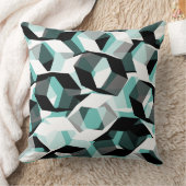 無色の部分を持つ多数の六角形、光ティール（緑がかった色） クッション (ブランケット)