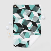 無色の部分を持つ多数の六角形、光ティール（緑がかった色） ゴルフタオル (インサイチュ)