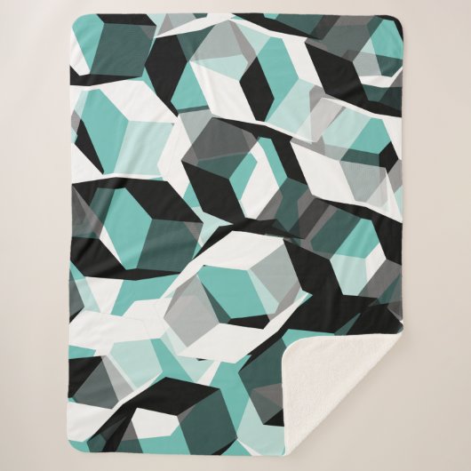 無色の部分を持つ多数の六角形、光ティール（緑がかった色） シェルパブランケット (正面)