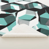 無色の部分を持つ多数の六角形、光ティール（緑がかった色） シェルパブランケット (3/4)