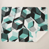 無色の部分を持つ多数の六角形、光ティール（緑がかった色） シェルパブランケット (正面(横))