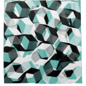 無色の部分を持つ多数の六角形、光ティール(緑がかった色) シャワーカーテン (正面)