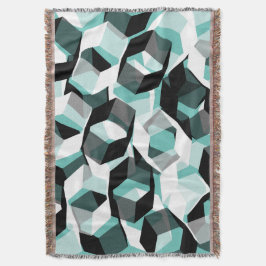 無色の部分を持つ多数の六角形、光ティール（緑がかった色） スローブランケット