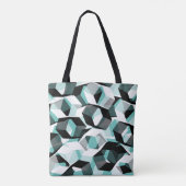 無色の部分を持つ多数の六角形、光ティール（緑がかった色） トートバッグ (裏面)