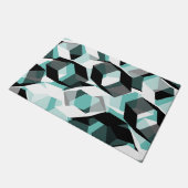 無色の部分を持つ多数の六角形、光ティール(緑がかった色) ドアマット (アングル)