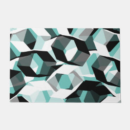 無色の部分を持つ多数の六角形、光ティール（緑がかった色） ドアマット