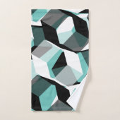 無色の部分を持つ多数の六角形、光ティール(緑がかった色) バスタオルセット (ハンドタオル)