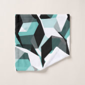 無色の部分を持つ多数の六角形、光ティール(緑がかった色) バスタオルセット (ウォッシュタオル)