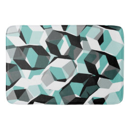 無色の部分を持つ多数の六角形、光ティール（緑がかった色） バスマット
