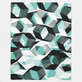 無色の部分を持つ多数の六角形、光ティール（緑がかった色） フリースブランケット (正面)