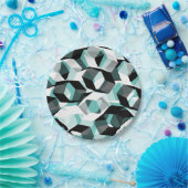 無色の部分を持つ多数の六角形、光ティール（緑がかった色） ペーパープレート (パーティー)