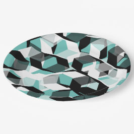 無色の部分を持つ多数の六角形、光ティール（緑がかった色） ペーパープレート