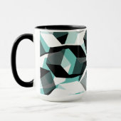 無色の部分を持つ多数の六角形、光ティール（緑がかった色） マグカップ (左)