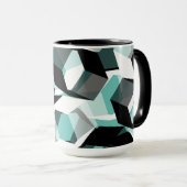 無色の部分を持つ多数の六角形、光ティール（緑がかった色） マグカップ (正面右)