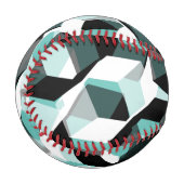 無色の部分を持つ多数の六角形、光ティール（緑がかった色） 野球ボール (正面左)