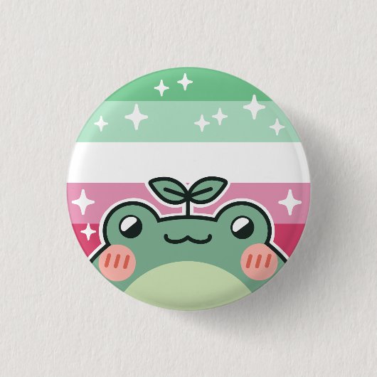 無色性LGBTプライドフラッグカエル 缶バッジ (正面)