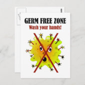 無菌地帯。手を洗え ポストカード (正面/裏面)