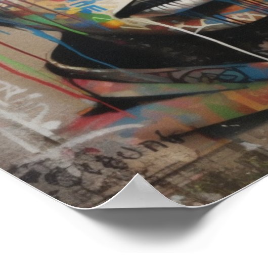 無表情な女性の顔グラフィティアートポスター ポスター (角)