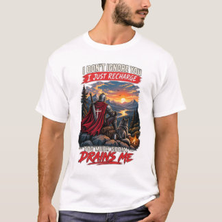 無視するわけじゃないです ただ充電するんです ナイトウルフ Tシャツ