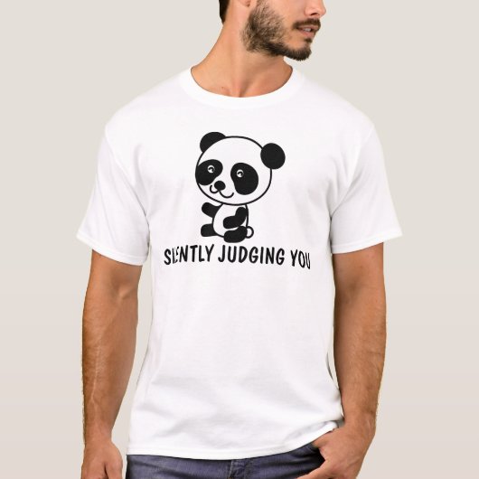 無言で判断すること、パンダくまのおもしろTシャツ Tシャツ (正面)