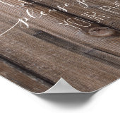 無詰め式の素朴な結婚木材のサインプリント ポスター (角)