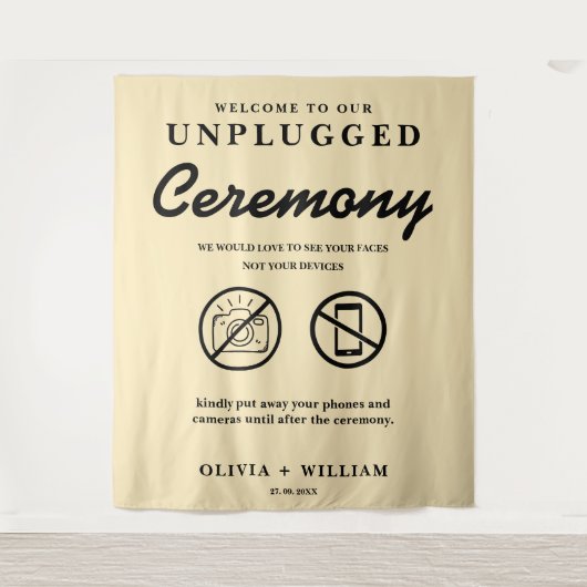 無詰め式の結婚バターイエローの背景 タペストリー (正面)