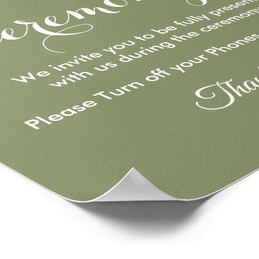 無詰め式Sage Green 結婚 White ポスター (角)