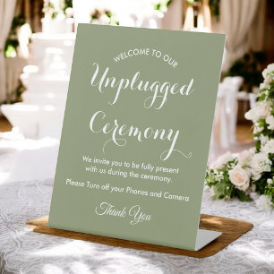 無詰め式Sage Green 結婚 White 台座サイン