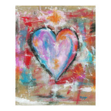 無謀なハート抽象芸術絵画アートのピンクの赤い青