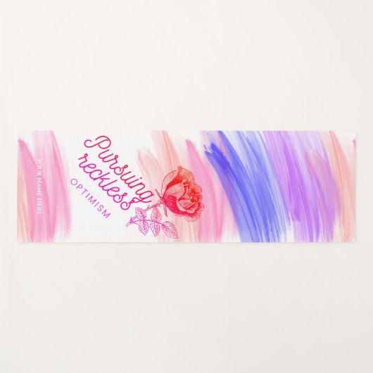 無謀な楽観主義を追求するブラシストロークバラ ヨガマット (正面(横))