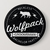 無謀なWolfpackのバチュラーパーティの花婿の付添人の名前 缶バッジ (正面)