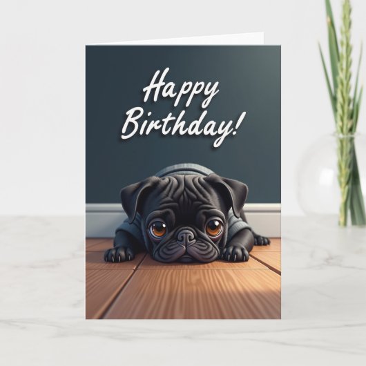 無邪気な仔犬の誕生日カード カード (正面)