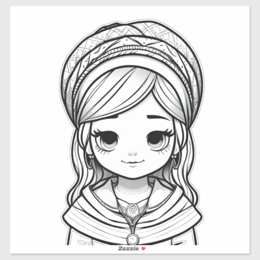 無邪気な目：文化伝統ポートレート シール (シート)