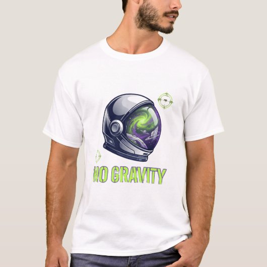 無重力スペース宇宙飛行士ゲーマーTシャツ | ネオン Tシャツ (正面)