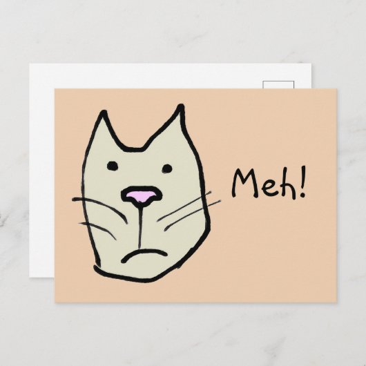無関心おもしろいな漫画の猫がMehと言う ポストカード (正面/裏面)