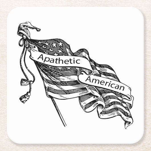 無関心のアメリカ人 スクエアペーパーコースター (正面)