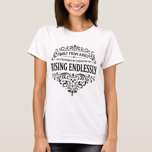 無限に昇る 女性 ビンテージタイポグラフィ Tシャツ (正面)