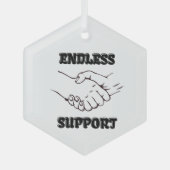 無限のサポート – UnityとTrusのハンドシェイクシンボル ガラスオーナメント (正面)